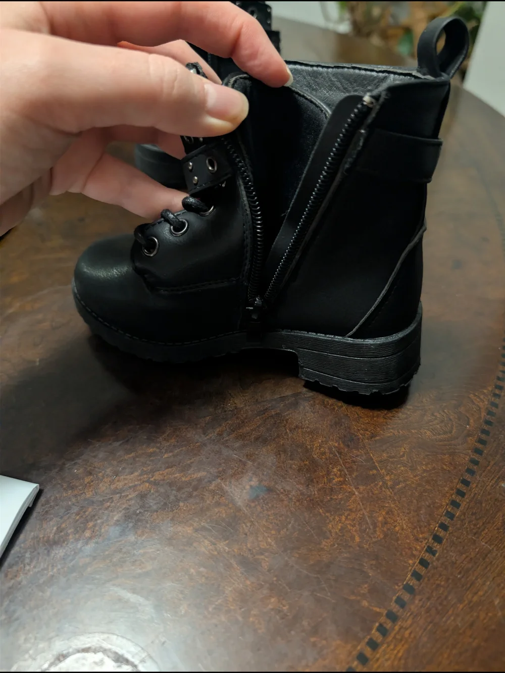 Mudd Black Kids Lace-Up Buckle Combat Boots